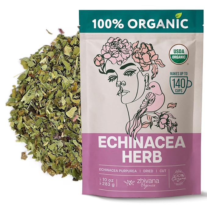 Echinacea Tea Organic (10oz.) – Echinacea Purpurea Herb Loose Leaf - Equinacea Organica - Body Defenses, Immune Support Tea - Bloomnest