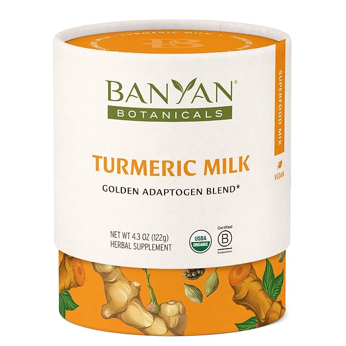 Banyan Botanicals Turmeric Milk – Organic Turmeric Latte Mix with Ashwagandha & Cardamom – Instant Caffeine Free Golden Milk with Maple Sugar – 4.3 oz, 26 servings –Non GMO Sustainably Sourced Vegan - Bloomnest