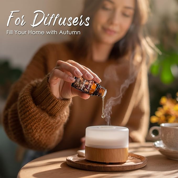 Fall Essential Oils Set | 8 Pcs Autumn Essential Oils for Diffusers for Home, Fragrance Oil for Candle, Aromatherapy Gift Set | Pumpkin Pie, Cinnamon, Apple Cider, Vanilla, Fall Leaf & More - Bloomnest