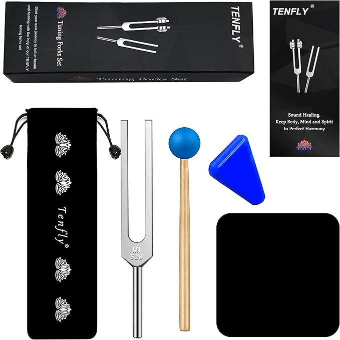 528 Hz Tuning Fork for Healing, DNA Repair, Reliever Stress and Perfect Healing Musical Instrument, with Blue Silicone Hammer - Bloomnest