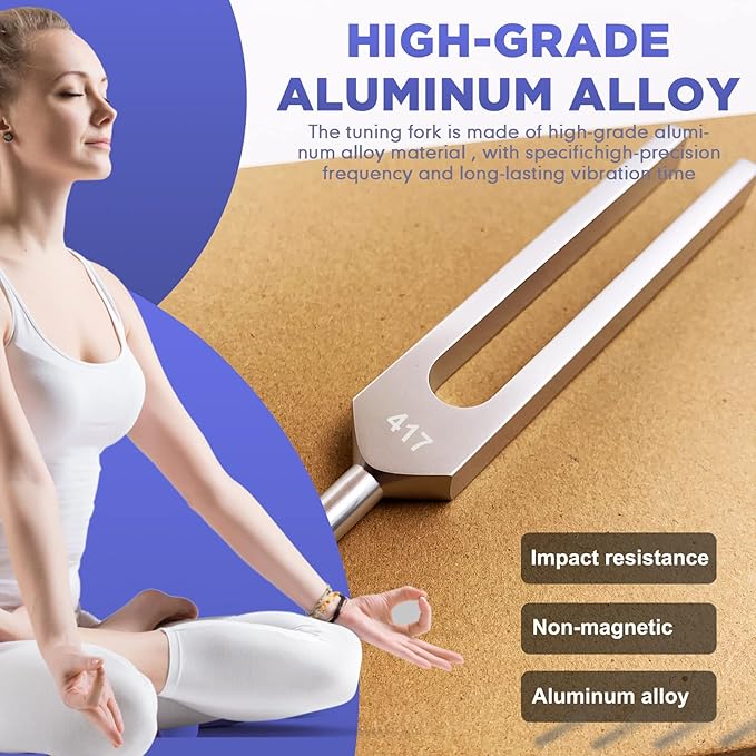 417 Hz Tuning Fork Set, Aluminum Alloy Tuning Fork for Healing, Chakra, Sound Therapy, Keep Body, Mind and Spirit in Perfect Harmony - Bloomnest