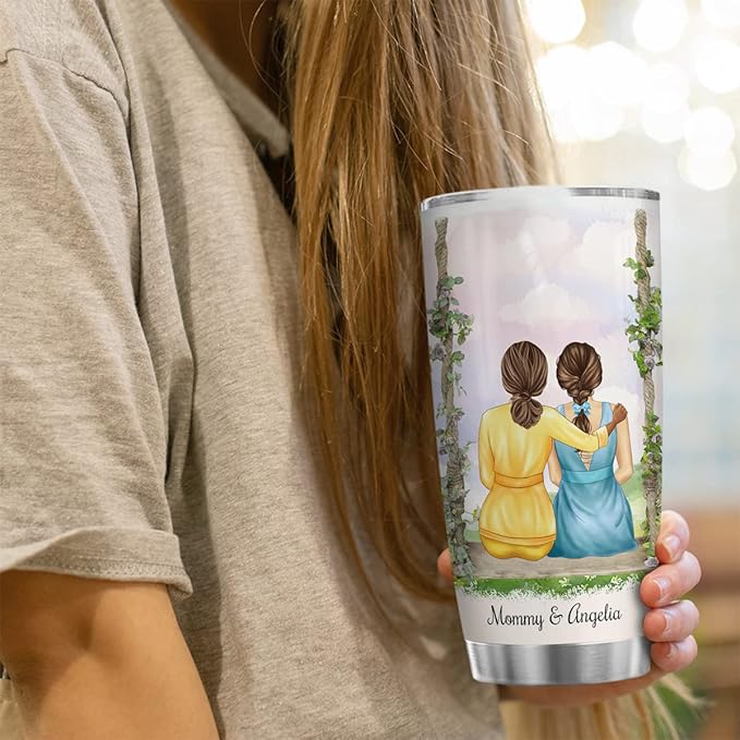 wowcugi Personalized Tumbler Mother & Daughter Forever Linked Together Tumblers With Lid 20oz 30oz Double Walled Vacuum Insulated Stainless Steel Coffee Cup For Moms Mothers Day Birthday Christmas - Bloomnest