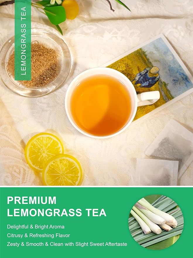 TeeLux Lemongrass Tea Bags, Pure & Natural Lemongrass Herbal Tea, Refreshing & Smooth Taste, Caffeine Free, 100 Count - Bloomnest