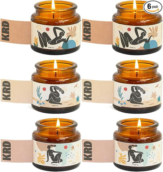 KRD 3X Strong Scented Candles Gift Set - 6 Scents Home Spa Travel Kit, EU Soy Wax Glass Jars, 6 * 2.5oz, 20H Clean Burn, Ultimate Holiday & Christmas Gifts - Bloomnest