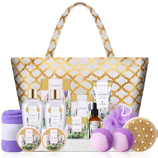 Spa Luxetique Gift Baskets for Women 15PCS Lavender Bath and Body Gifts Set Bath Sets for Her Skin Care Sets for Women Anniversary Valentine Gifts for Women Wife Girlfriend - Bloomnest