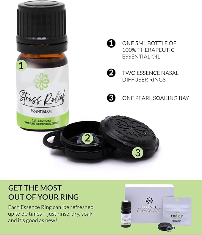 Essence Wearable Aromatherapy Nasal Diffuser – Stress Relief Essential Oil Nose Ring Refresh Kit – Personal Scent Clip for Travel, Work & Everyday Use – Made in USA - Bloomnest