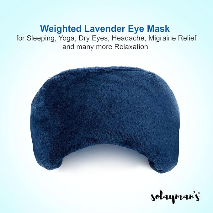 Weighted Lavender Eye Mask for Sleeping, Yoga, Dry Eyes - Great Relaxation Gifts for Mom, Dad, Women, Men - Aromatherapy Lavender Eye Pillow Gift (Navy Blue) - Bloomnest