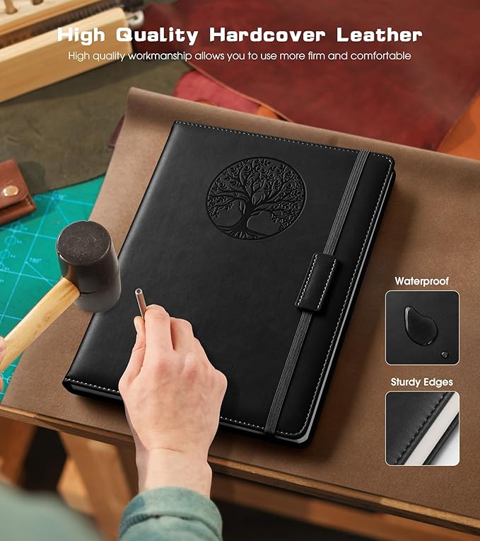 Lined Journal Notebook for Women Men,256 Pages A4 Large Hardcover Leather Journals for Writing,Travel,Business,Work,School,College Ruled Notebooks for Note Taking, Diary Notepad 8.6"×11" - Bloomnest