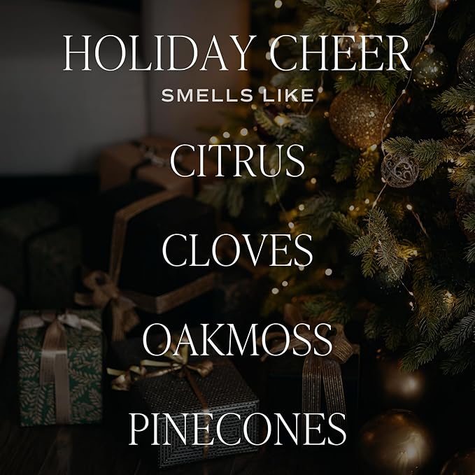 Sweet Water Decor Holiday Cheer Christmas Scented Candles - Christmas Stocking Stuffers Soy Candles with Citrus Scent - Christmas Candles with 40 Hours Burn Time - 9Oz Gold Lid Clear Jar Wax Candles - Bloomnest