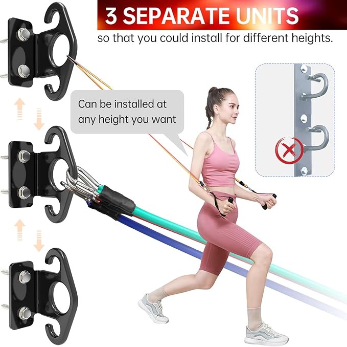 Resistance Band Wall Anchors, Wall Mounted Modular Hooking Platform, Workout Wall Mount Anchor, Training Anchor Mounted Hook Exercise Station for Home Gym Workouts,Yoga,Fitness,Strength Training - Bloomnest