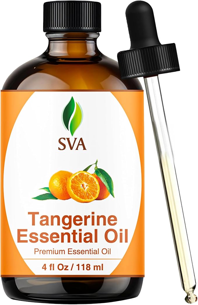 SVA Tangerine Essential Oil – 4 Fl Oz – 100% Natural Tangerine Oil - for Diffuser, Hair Care, Face, Skin Care, Aromatherapy, Scalp and Body Massage, Soap and Candle Making – with Dropper - Bloomnest
