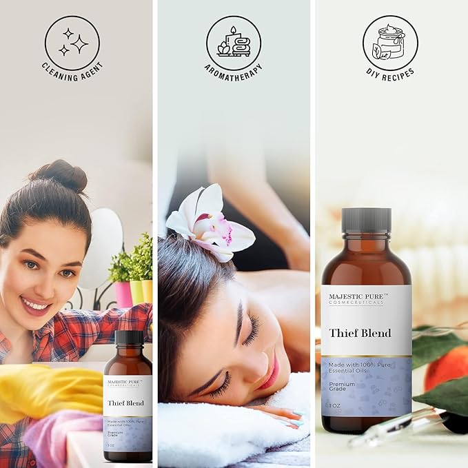Majestic Pure Essential Oil Blend with Eucalyptus, Rosemary, Lemon & Other Oils | 100% Pure Premium Oil for Uplifting Mood, DIY Products, Cleansing | Essential Oils for Diffusers & Aromatherapy | 1oz - Bloomnest