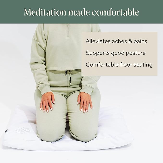 Mindful & Modern Zabuton Meditation Mat - Cotton Filled Yoga and Meditation Pad - Zabuton Meditation Cushion for Kneeling and Sitting Support - Large Rectangular Sitting Floor Pillow for Bench or Zafu