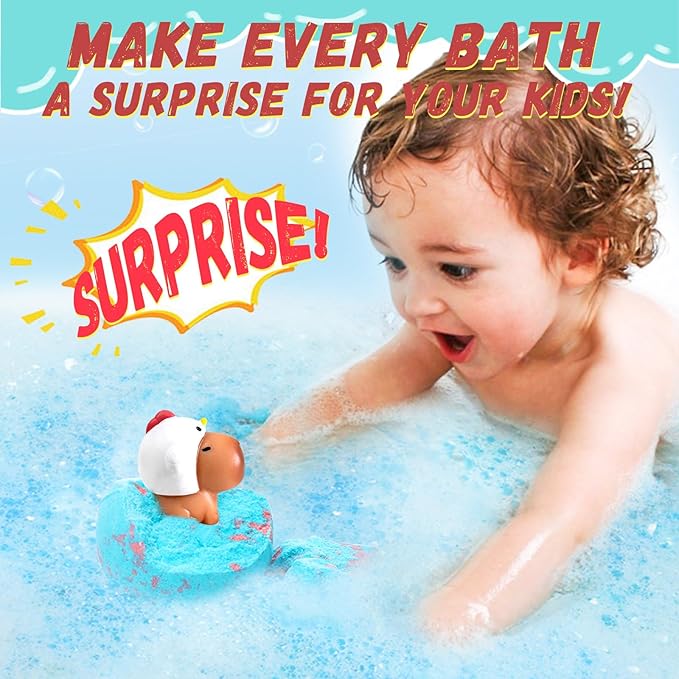 Bath Bombs for Kids with Surprise Inside Organic Bath Bombs Set for Girls Boys with Capybara Toys Inside Ideal Kids Birthday Christmas Easter Gift - Bloomnest