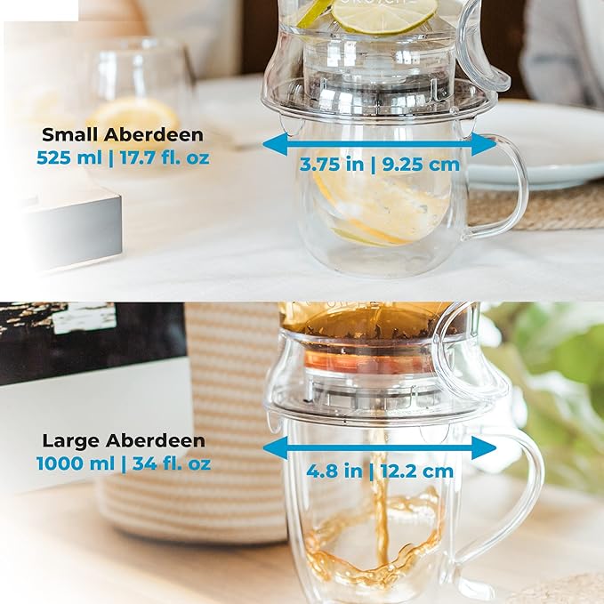 GROSCHE Aberdeen Tea Infuser Teapot & Smart Tea Maker - BPA-Free, Drip-Free Design | Coaster | Easy Brew | Easy Clean Steeper | Loose Leaf Brewing - Stylish Design | 17.7 oz - 525 ml - Black - Bloomnest
