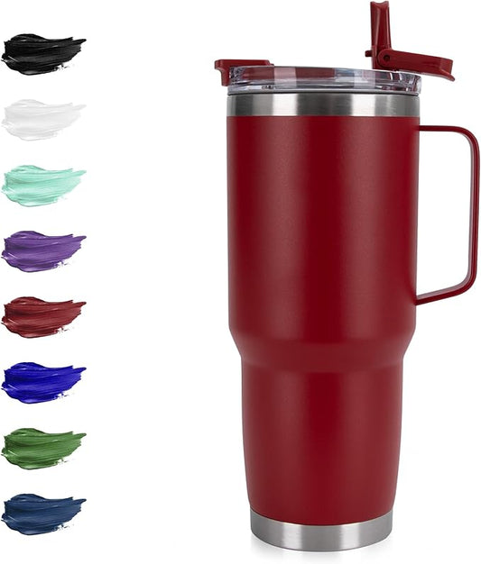 HASLE OUTFITTERS 30oz Tumbler With Handle, Insulated Travel Coffee Mug With Straw Leak-Proof Double Wall Stainless Steel Vacuum Tumblers Metal Cup with Straw for Hot and Cold Drink - Bloomnest