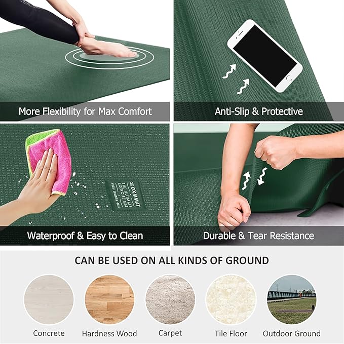 GXMMAT Large Yoga Mat 6'x4'/6'x6'/7'x5'(7mm/9mm), Extra Thick Workout Mats for Home Gym Flooring,Ultra Comfortable Non-Slip Quick Resilient Barefoot Wide Exercise Mat for Pilates,Stretching,Meditation - Bloomnest
