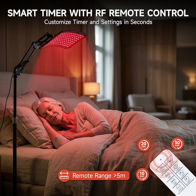 Renergy Red Light Therapy Lamp with Stand, 660nm 850nm Near Infrared Red Light Therapy Panel for Face & Body, Portable LED Light Therapy Device with Remote Control, 5 Brightness 3 Timer for Home Use Renergy