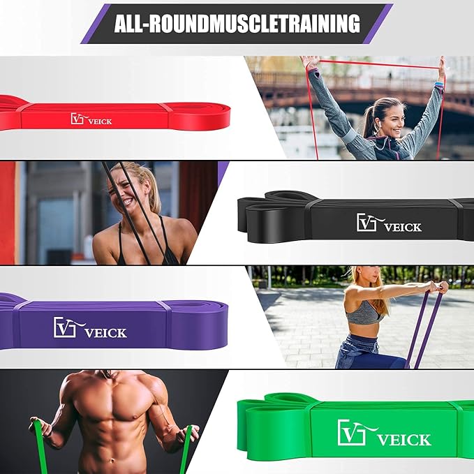 VEICK Resistance Bands for Working Out, Exercise Bands, Workout Bands, Pull Up Assistance Bands, Long Heavy Stretch Bands Set for Men and Women, Power Weight Gym at Home Fitness Equipment - Bloomnest