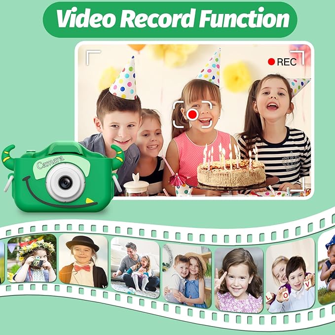 Goopow Kids Camera Toys for 3-8 Year Old Girls Boys,Children Digital Video Camcorder Camera with Cartoon Soft Cover, Best Chritmas Birthday Festival Gift for Kids - 32G SD Card Included - Bloomnest