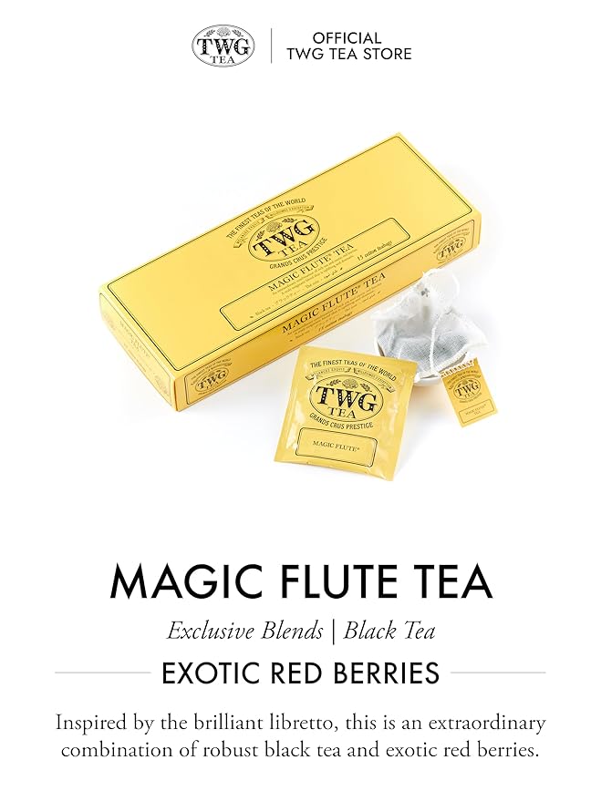TWG Tea | Magic Flute Tea | Black Tea | Strawberry | 15 Hand Sewn Cotton Teabags | Gift Set - Bloomnest