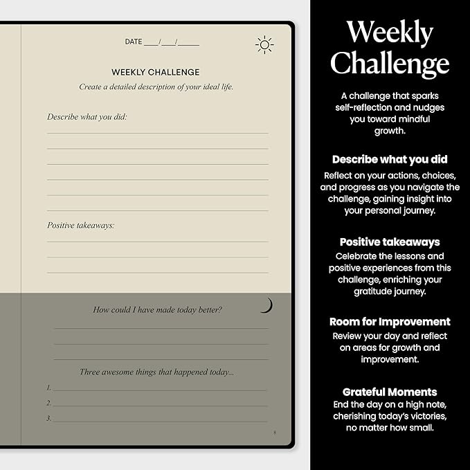 The Original Gratitude Journal 2026 for Men to Boost Confidence & Self Esteem - Daily Mindful Affirmations for Boys with Powerful Quotes and Insightful Prompts for Happiness - Premium Hardcover Black - Bloomnest