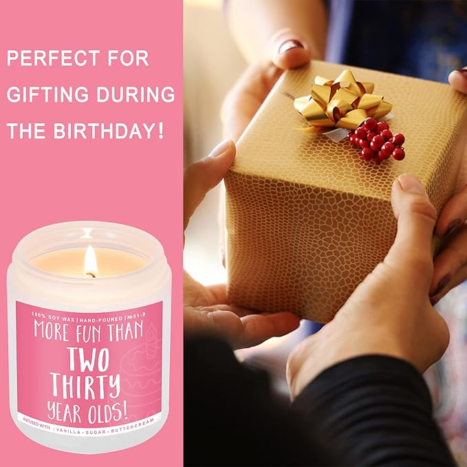 60th Birthday Gifts for Women, Perfect Birthday Present, Funny Presents for Mom, Friends, Wife, Sister, 7oz Vanilla Cream-Scented Candle - Bloomnest
