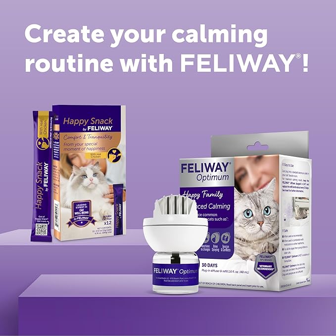 FELIWAY® Optimum 30 Day Cat Calming Plug In Pheromone Diffuser Starter Kit, 48ml - Helps Reduce Common Signs of Stress in Cats & Kittens, Enhanced Calming - Bloomnest