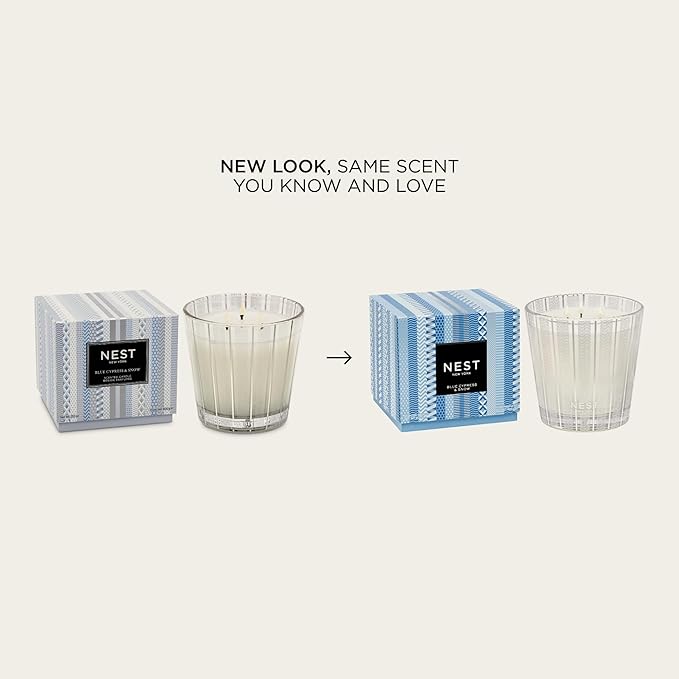 NEST New York Scented 3-Wick Candle, Blue Cypress & Snow - 21.2 oz - Up to 100-Hour Burn Time - Reusable Glass Vessel - Bloomnest