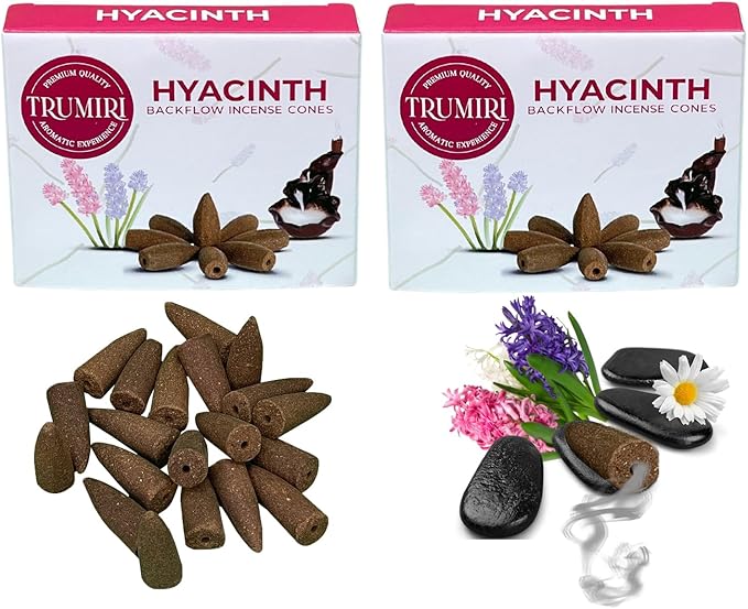 TRUMIRI Hyacinth Backflow Incense Cones - Total 20 Incense Cones Waterfall - Dual Pack of 10 Incense Backflow Cones - Waterfall Incense Cones - Incense Waterfall Cones TRUMIRI