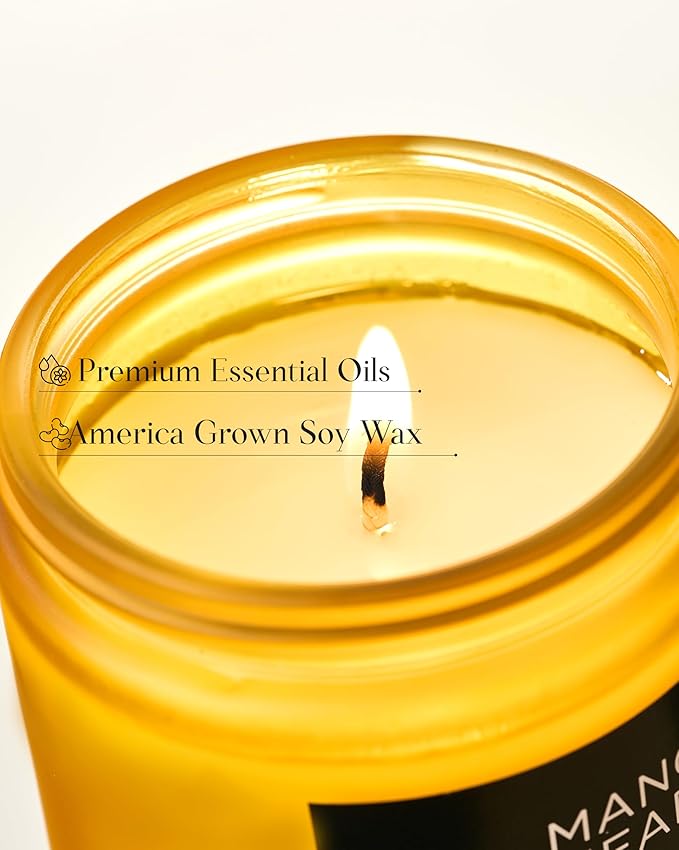 M&SENSE Mango Pineapple Tropical Scented Candle, 7.05oz Non Toxic Natural Soy Wax 50 Hours Long Lasting Burn Fruit Scent Summer Gifts for Housewarming, 2 Wick Aromatherapy Candle for Women Men - Bloomnest