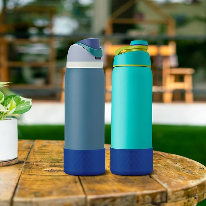 2PCS Silicone Water Bottle Boot for Owala 24oz 32oz 40oz, Anti-Slip Protective Sleeve Bottom Bumper Protector for FreeSip, Twist, and Flip Stainless Steel Water Bottles Alwenid