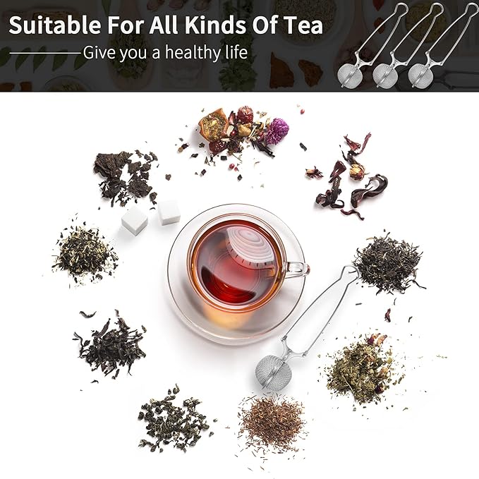 Snap Ball Tea Strainer, Exptolii 3 Pack Stainless Steel Tea Infuser Filter with Handle for Loose Leaf Tea, Spices, Seasonings - Bloomnest