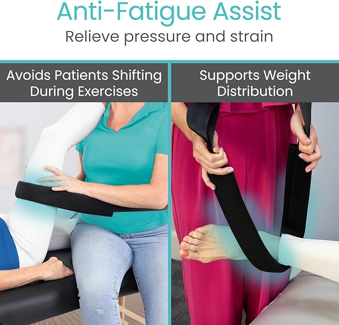 Vive Mobilization Belt for Physical Therapy with Buckle - Manual Traction Stretching Band - PT Traction Strap Belt for Stretching, Mobility, Massages & Exercise (Black)