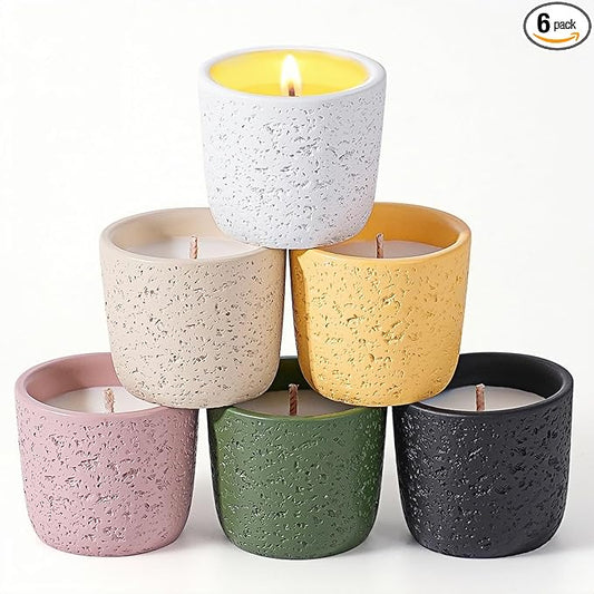 Viyffo Scented Candle Set of 6, Natural Soy Wax with Essential Oils, Long Lasting Aromatherapy Candles in Small Ceramic Jars, Perfect for Home, Relaxation, Meditation, Bath & Holiday Gifts - Bloomnest
