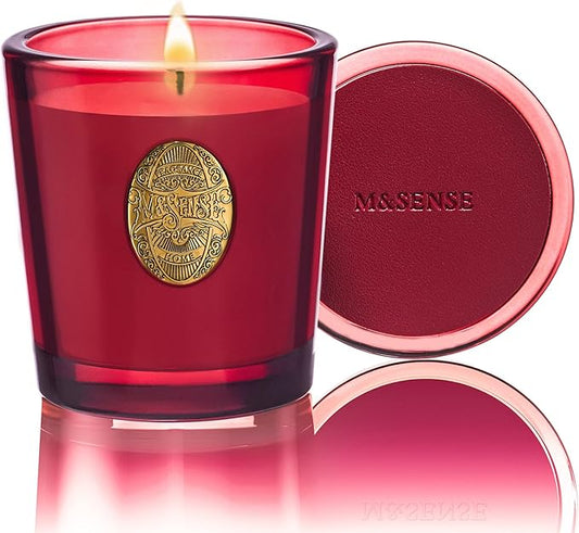 M&SENSE Natural Strong Soy Candle | Red Camellia & Vivid Red | 9.2 oz, 50H Burn Time | Luxury Scented Candle for Relaxation, Gifting, Home Décor | Ideal for Bedroom, Office, Party Ambiance - Bloomnest
