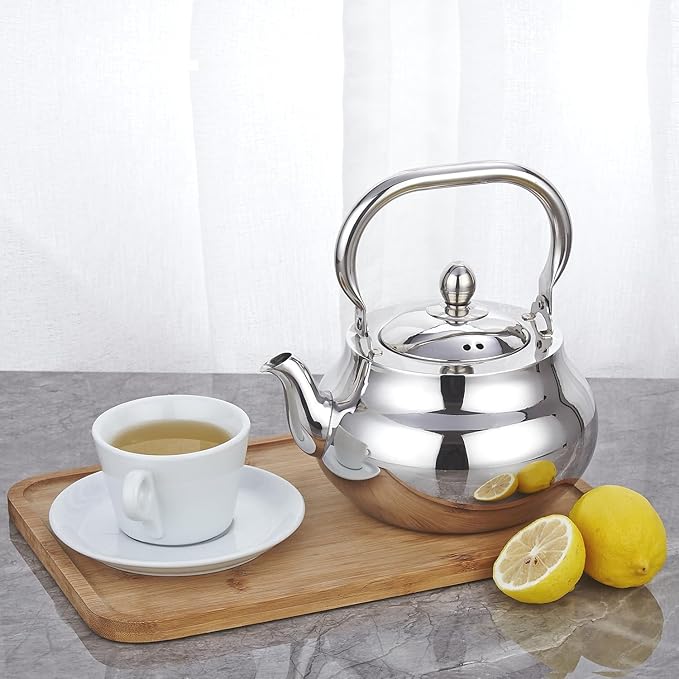 SANQIAHOME Stainless Steel Teapot With Removeable Infuser 71 oz (2000ml) Thickened Mirror Polished Stovetop Tea Maker for Herbal and Infusion - Bloomnest