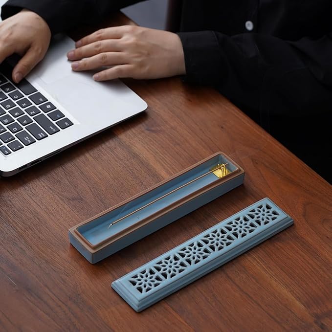 CEREMONY Incense Holder for Sticks，Ceramic Insence-Stick Holder Ash Catcher，Incense Holder Timkburner for Meditation Yoga Spa Room Decor