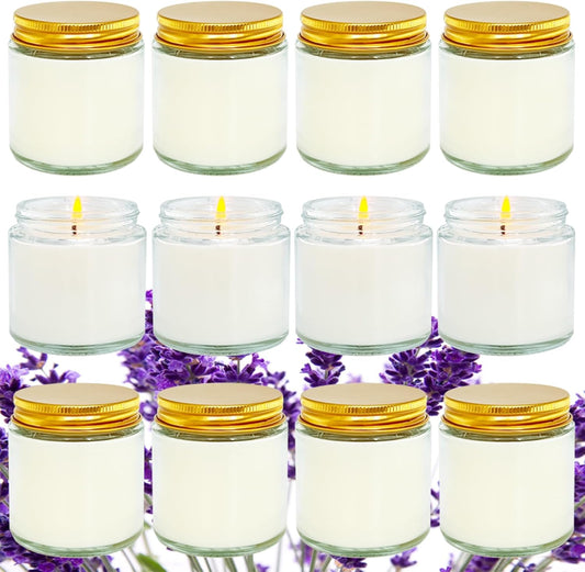 12 Pcs 4 Oz Mini White Soy Candles,Lavender Scented Candles Set,Bulk Aromatherapy Candle,Great Stress Relieving Scented Candle for Girls as a Gift for Birthdays, Weddings and More!