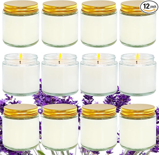 12 Pcs 4 Oz Mini White Soy Candles,Lavender Scented Candles Set,Bulk Aromatherapy Candle,Great Stress Relieving Scented Candle for Girls as a Gift for Birthdays, Weddings and More! - Bloomnest