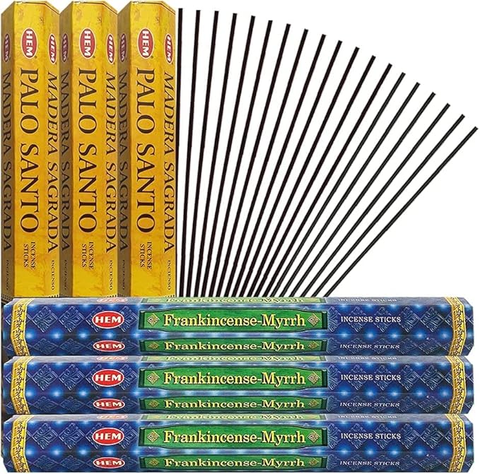 Palo Santo Frankincense & Myrrh Incense Sticks & Holder Bundle Variety Pack from Hem Trumiri Insense Insence