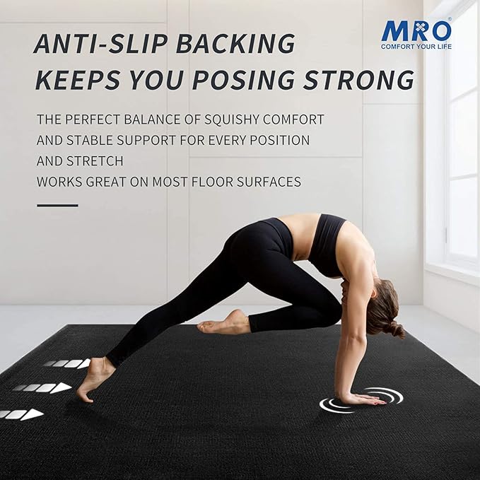 MRO Extra Large Yoga Mat, 12'x6'/9'x6'/7'x5'/6'x4' (9MM) Extra Wide and Thick Exercise Mats for Home Gym Workout, Non-Slip, Soft for Women and Men Fitness, Ideal for Barefoot Yoga, Pilates, stretching