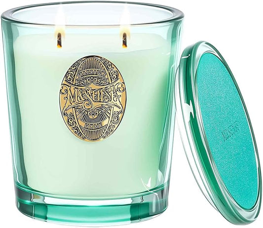 M&SENSE Large Two-Wick Aromatherapy Soy Candle | Eucalyptus Mint & Blue | 19.8 oz, 120H Burn Time | Luxury Scented Candle for Relaxation, Gifting, Home Décor | Ideal for Bedroom, Office - Bloomnest