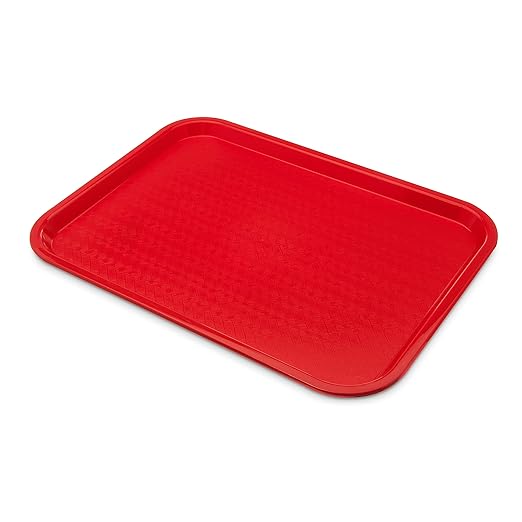 Carlisle FoodService Products CT121605 Cafe Standard Plastic Cafeteria/Fast Food Tray, NSF Certified, BPA Free, 16" Length x 12" Width, Red (Pack of 24) - Bloomnest
