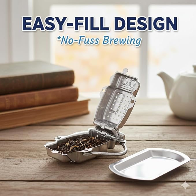 Robot Tea Infuser for Loose Leaf Tea, Cute Stainless Steel Tea Strainer & Steeper, Fine Mesh Tea Ball Filter with Arms to Hang on Mug, Fun Novelty Kitchen Gadget & Gift for Tea Lovers (Robot) - Bloomnest