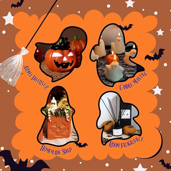 Halloween Fragrance Oils Set, ARVIDSSON Fall Essential Oils for Diffuser - Pumpkin Pie, Spiced Cider, Caramel Apple, Candy Corn, Snickerdoodle, Spooky Spices, Autumn Scented Oil Gift for Women - Bloomnest
