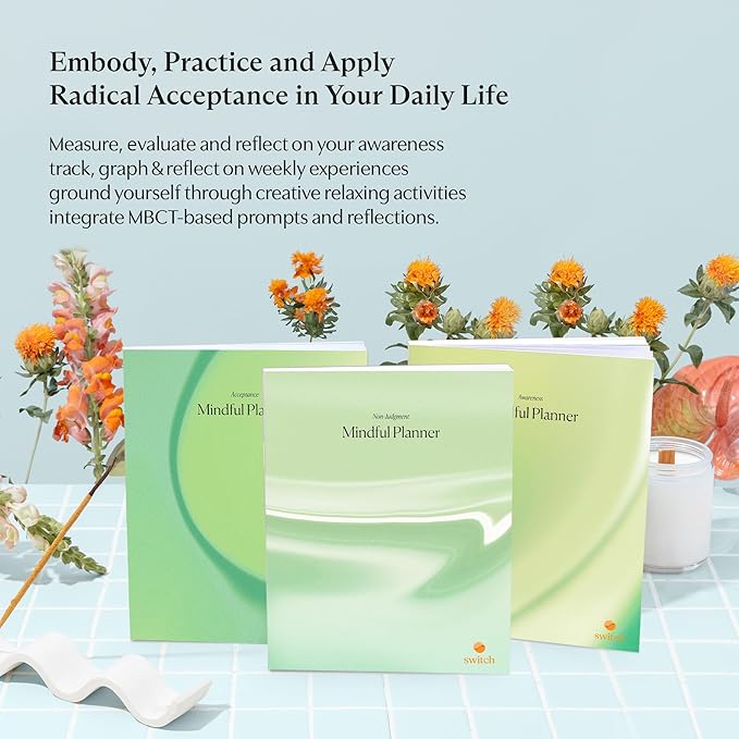 Switch Research Complete Mindfulness Planner Bundle - 3 Planners - Evidence-Based Life Organizer Set - 93-Day Goal Planner Collection to Develop Radical Acceptance - Daily planner With Prompts Bundle - Bloomnest