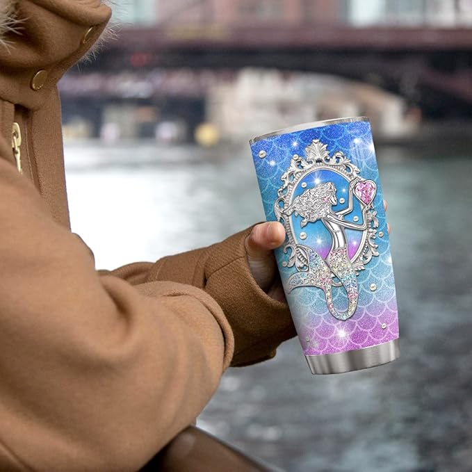 winorax Mermaid Gifts For Women Girls Personalized Mermaids Tumblers Jewelry Drawing Stainless Steel Insulated Coffee Mug Cup With Lid 20oz 30oz Birthday Christmas Mothers Day Custom Tumbler Gift - Bloomnest