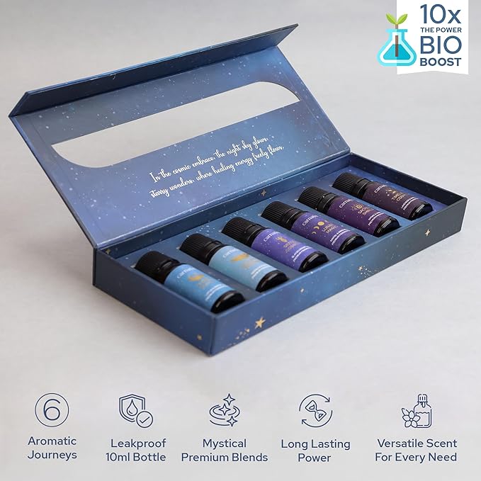 Carnatia Starry Spell Fragrance Oil Set – 6 Magical & Calming Aromatherapy Blends for Stress Relief, Relaxation & Emotional Wellness | Mystical Fragrance Oils for Diffusers, Massage & Meditation - Bloomnest