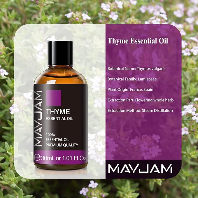 MAYJAM Essential Oil, Thyme Oil 1.01FL.OZ - Thyme Essential Oils for Diffusers for Home, Soap Candle Making Scents - 30ML - Bloomnest